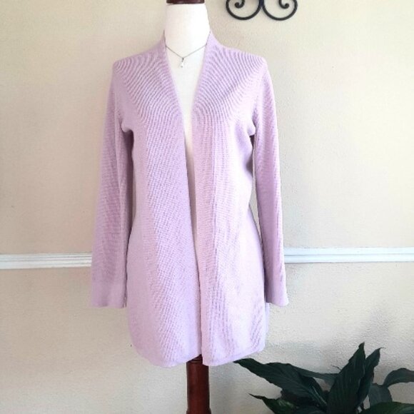 Cyrus Long Cardigan in Waffle Knit Pink Small - Picture 2 of 6